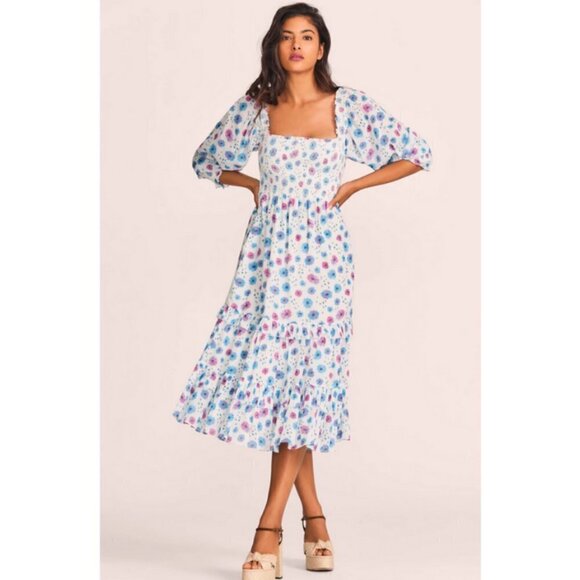 💕LOVESHACKFANCY💕 Miri Midi Dress ~ Deep Cotton Candy 1000% Cotton Size P NWT - Picture 3 of 16
